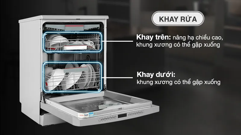 Khay trên được thiết kế có khả năng điều chỉnh độ cao với 3 mức độ