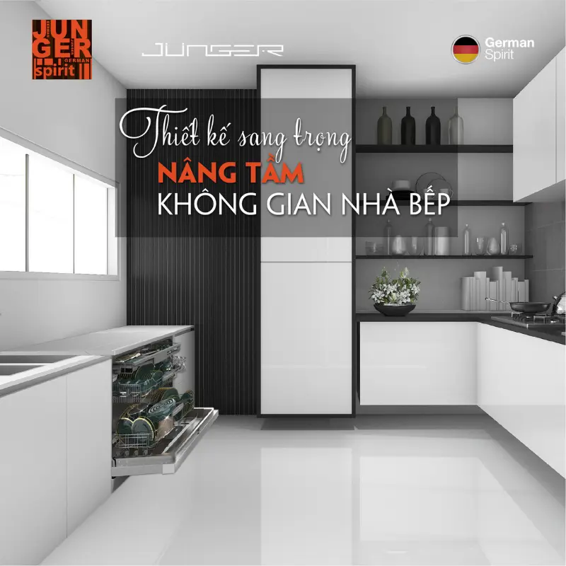 Dù được đặt ở vị trí nào, Máy rửa bát 14 bộ Junger DWJ-600 cũng tối ưu không gian