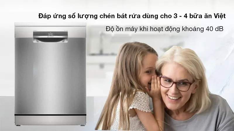 Khi hoạt động, máy rửa chén có độ ồn khoảng 40 dB