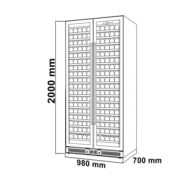 Tổng dung tích 700 lít, 200 ~ 300 chai (lắp đặt âm tủ hoặc độc lập) 
 <br>